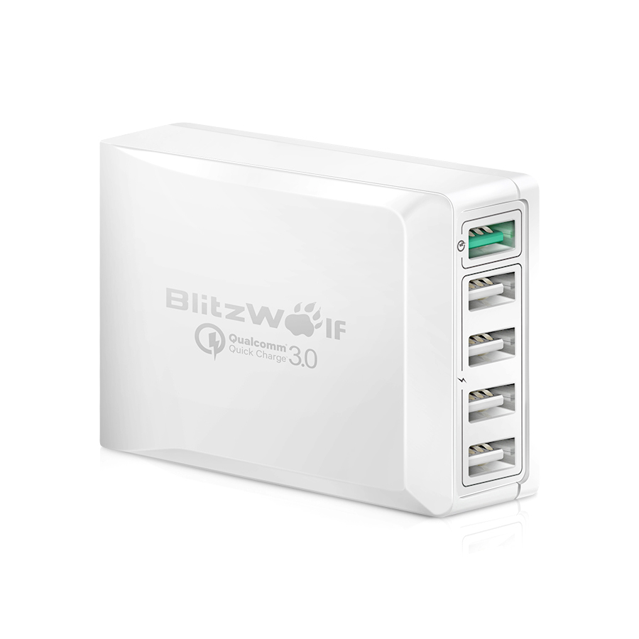 

[Qualcomm Certified] Blitzwolf® BW-S7 QC3.0 40W 5-портовое USB настольный адаптер зарядного устройства с power3s технологией