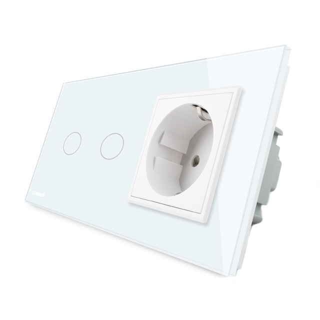 

Livolo White Glass Touch Switch With EU Wall Socket VL-C702-11/VL-C7C1EU-11