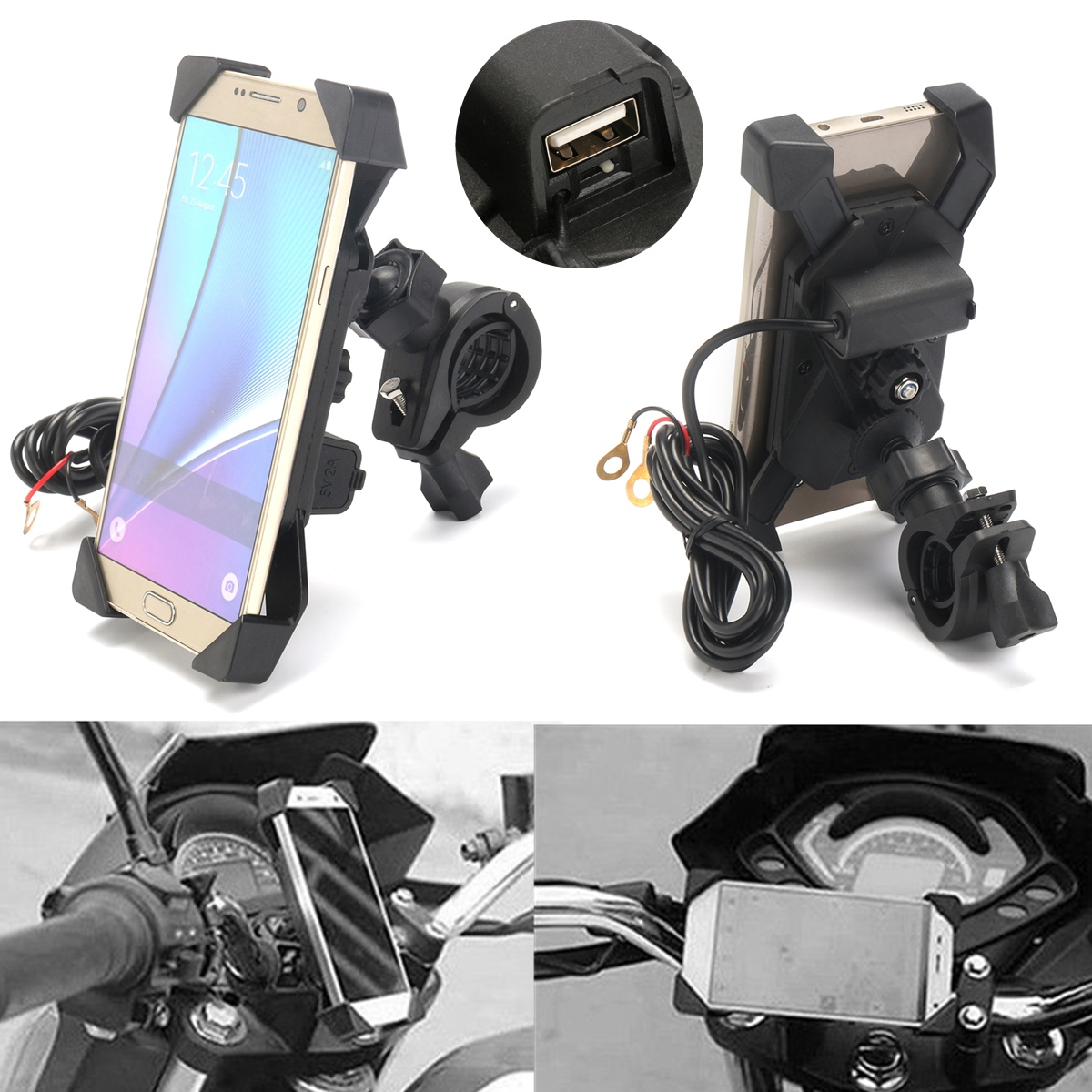 

BIKIGHT 3.5-6in USB-зарядное устройство для велосипедов Мобильный телефон для крепления мобильного телефона для iPhone X, XS, XR, iPhone 7 / Plus, Sa