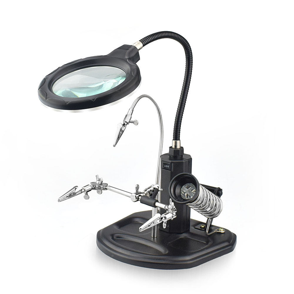 

2.5X 4X LEDs Пайка Увеличитель для ручного рабочего стола Увеличительное стекло для ремонта сварки вспомогательный Инструмент