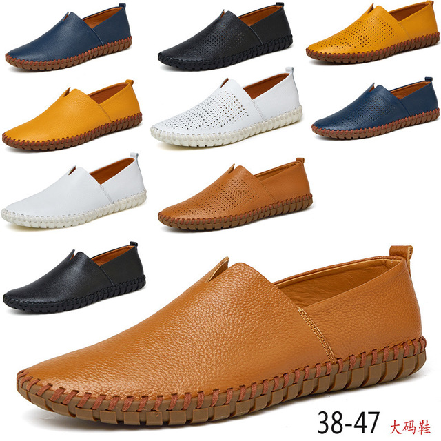 

Большой размер One футов мужская обувь мужская обувь горох обувь водителя сезон первый слой кожа полые мужские кожаные ботинки 38-50