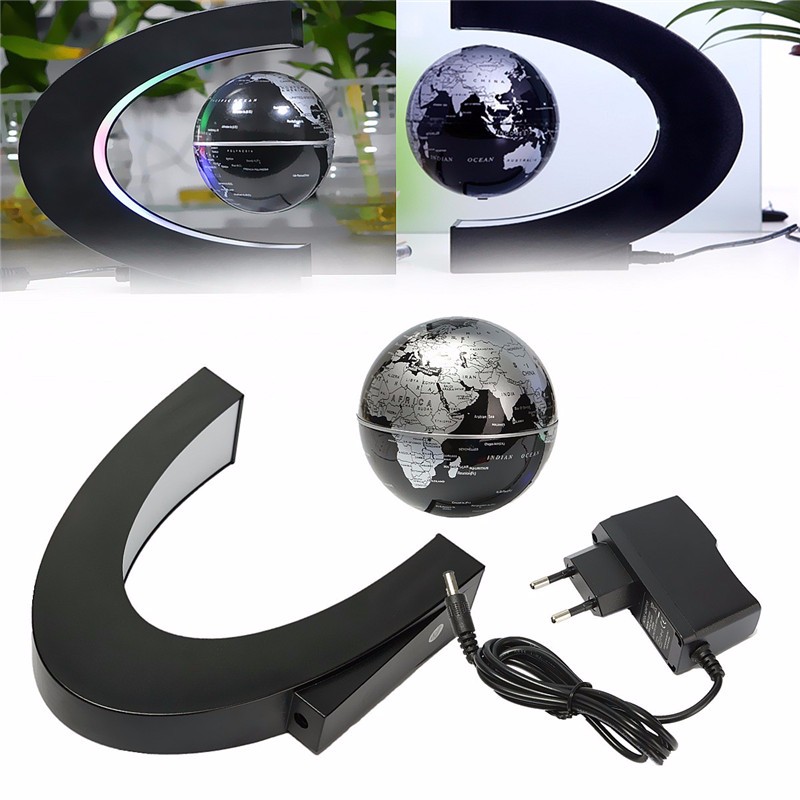 

C shape LED World Map Magnetic Levitation Floating Globe Light Home Decoration Toys