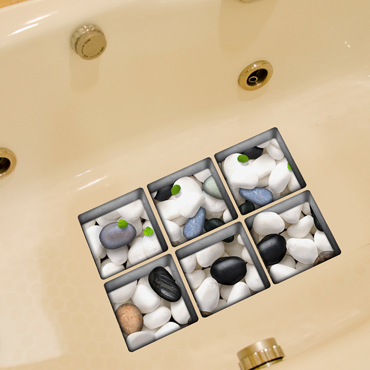 

ПАГ 6шт 13x13см булыжник Шаблон 3D Анти скольжения Водонепроницаемы наклейки для ванной