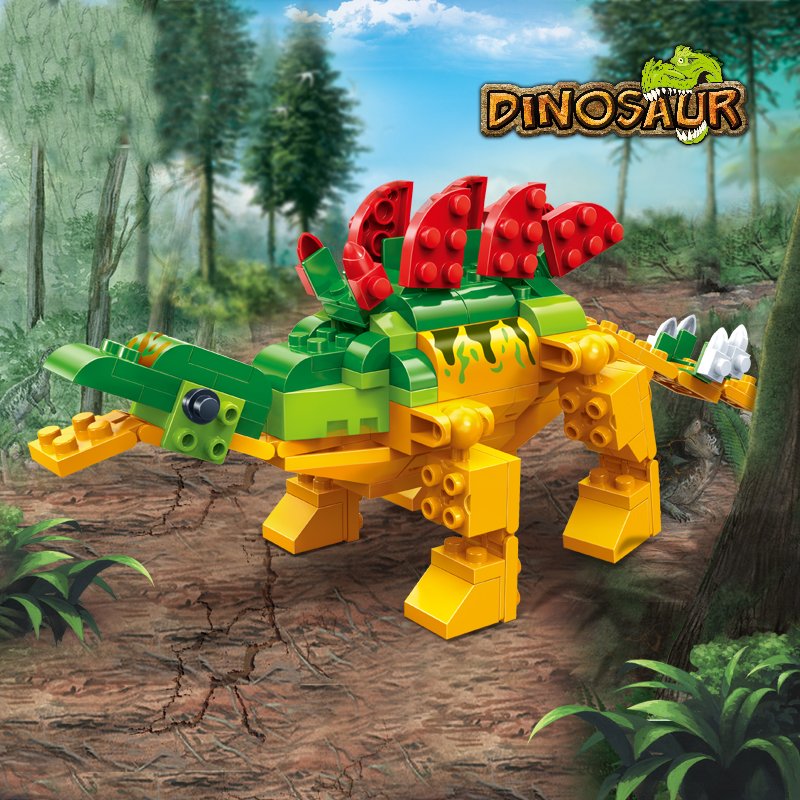

BanBao Stegosaurus Юрский динозавр World Park Animal Blocks Образовательные строительные кирпичи Модельные игрушки