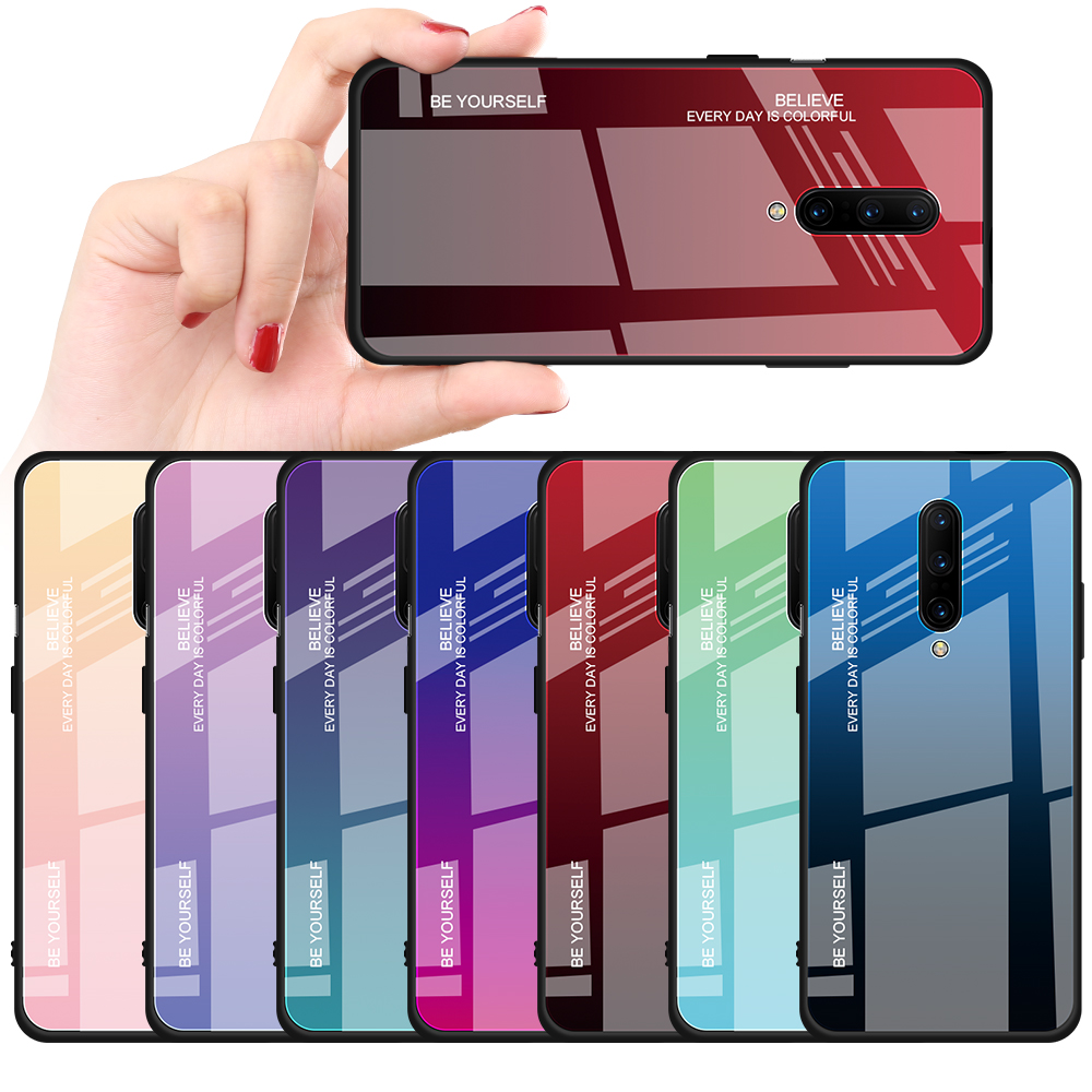 

Bakeey Gradient цвет Закаленное стекло + Soft ТПУ Задняя крышка Защитная Чехол для OnePlus 7 Pro