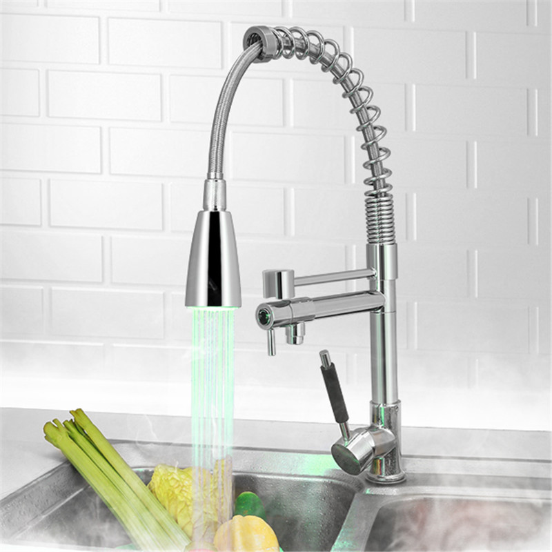 

LED Temperature Sensor Tap Kitchen Sink Faucet Aerators 3 Color Changing Mixer Taps