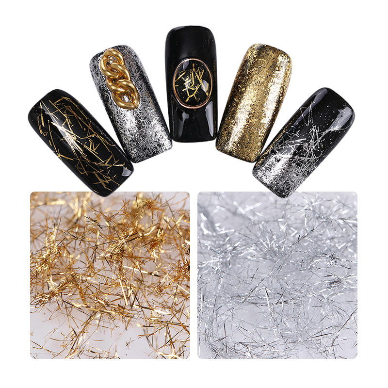 

Серебро Золото Нить Ногти Украшение Shimmer С блестками Ногти Искусство DIY Украшение
