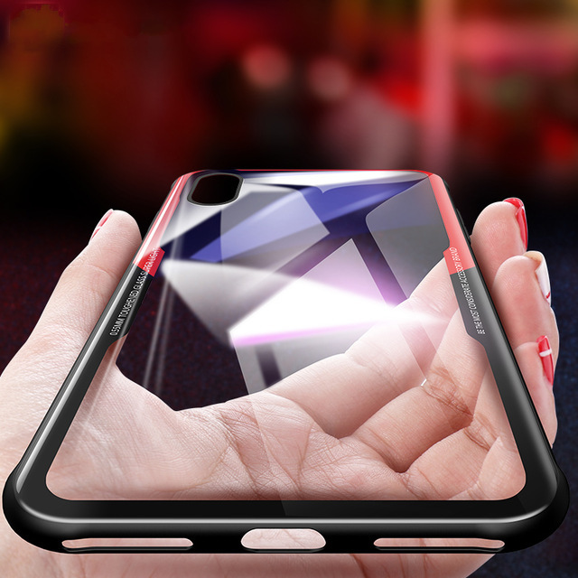 

Bakeey Защитная Чехол для iPhone XR Прозрачная закаленная стеклянная задняя крышка ТПУ Frame Задняя обложка