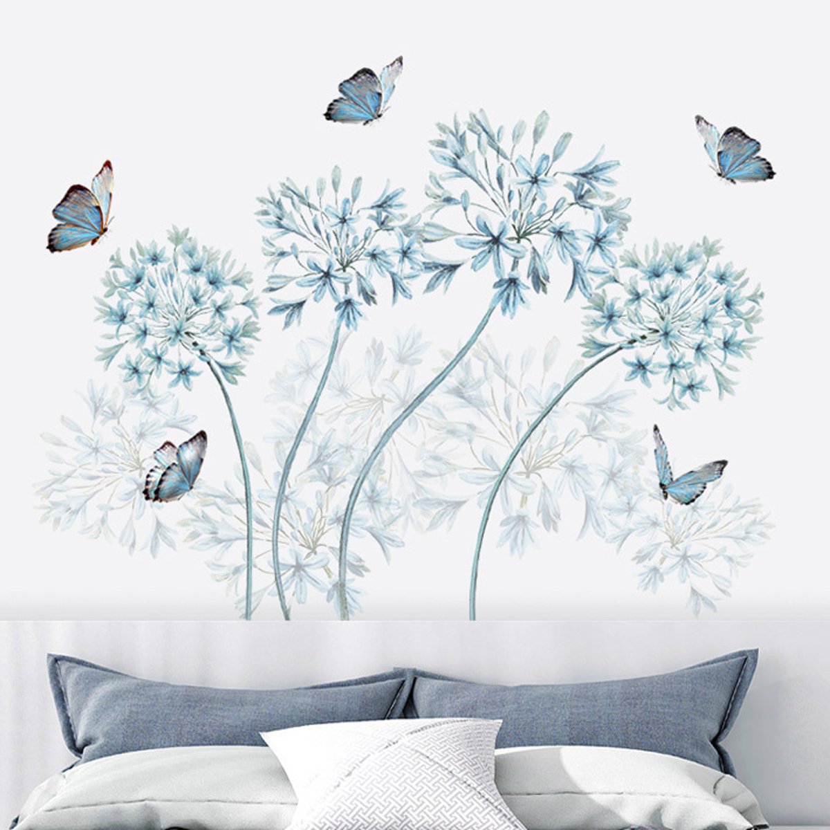 

Съемный синий одуванчик Бабочки стены стикер искусства винил декаль домашний декор