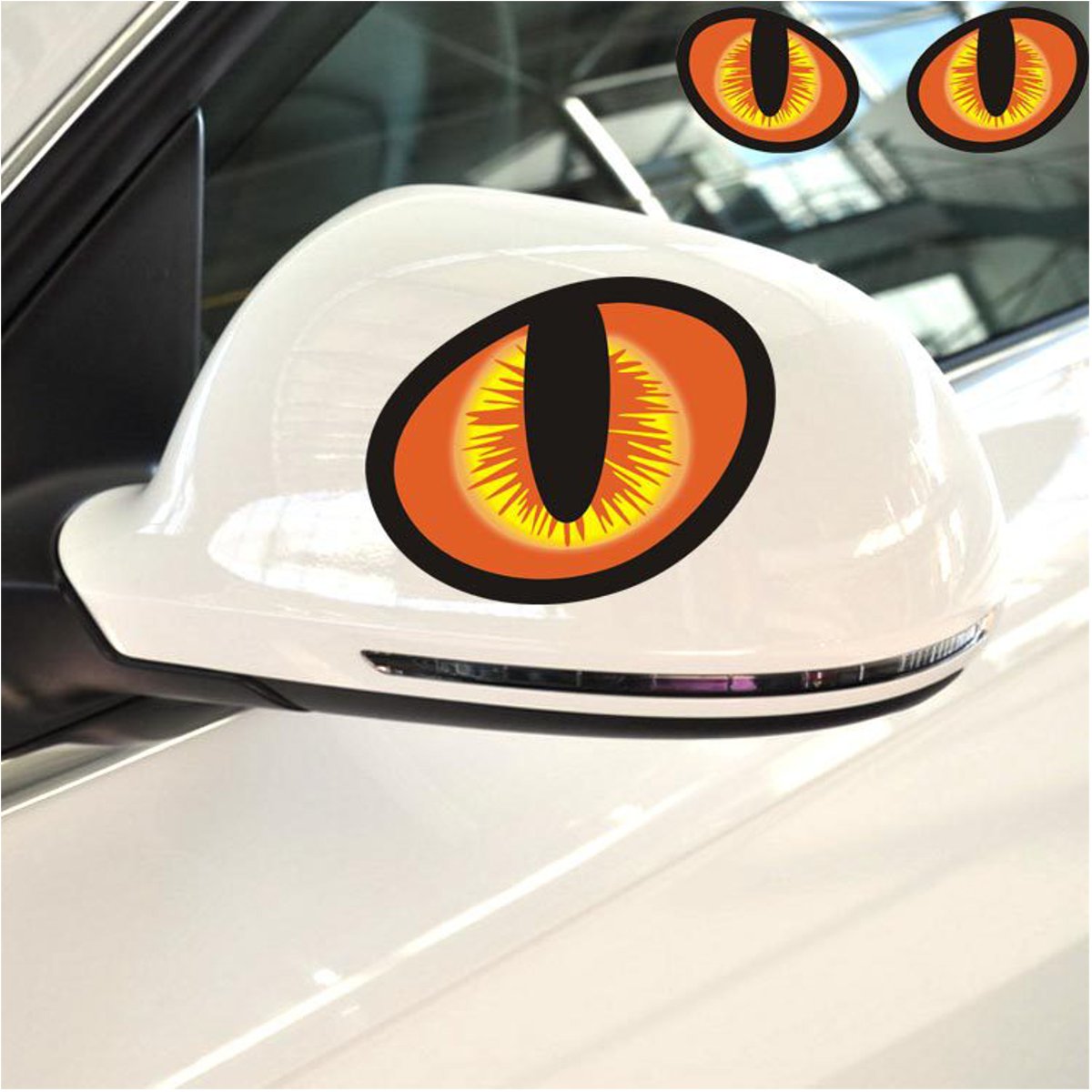 

3D Evil Cat Eyes Car Rearview Mirror Stickers PVC Funny Look Window Decal Accessories