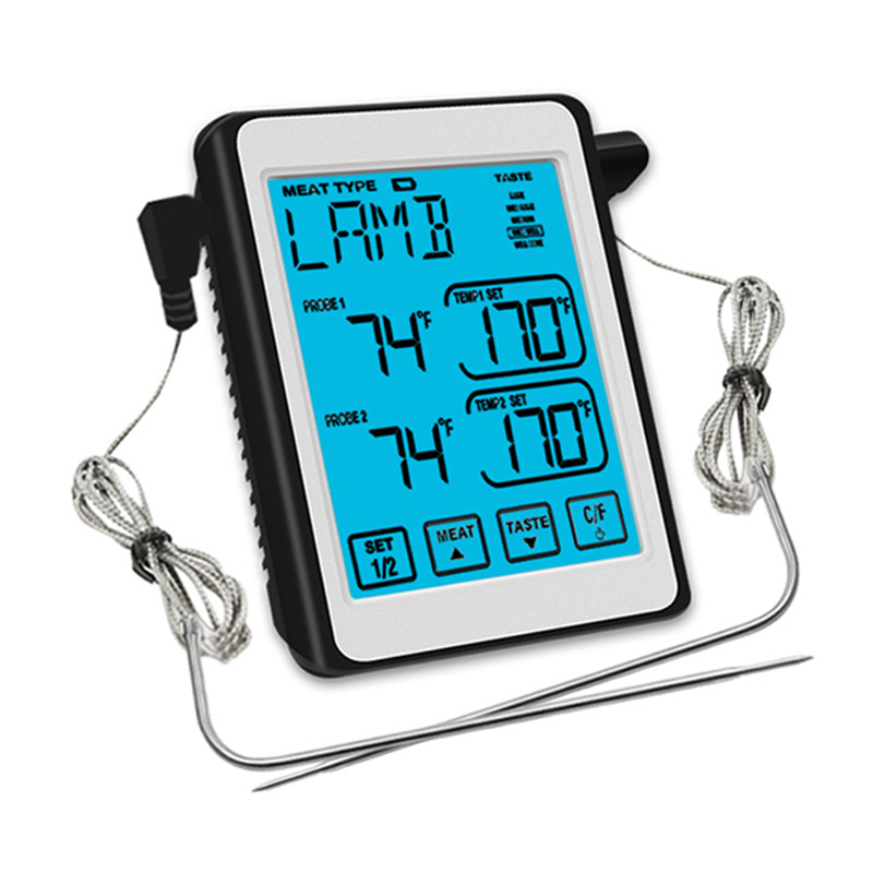 

Minleaf СН-212 Двойной Зонд Smart Touch Screen Управление питанием Термометр БАРБЕКЮ Термометр, которая может установить будильник Термометр