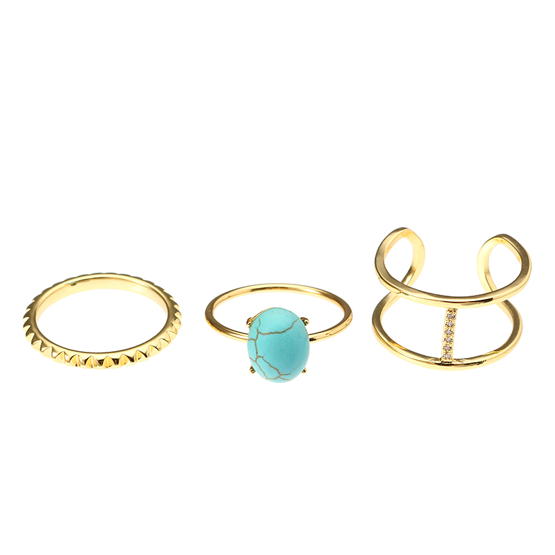 

JASSY® Simple Ring Set Gold Platinum Plated Бирюзовый Zircon Inlay Open Ring Fine Jewelry для Женское