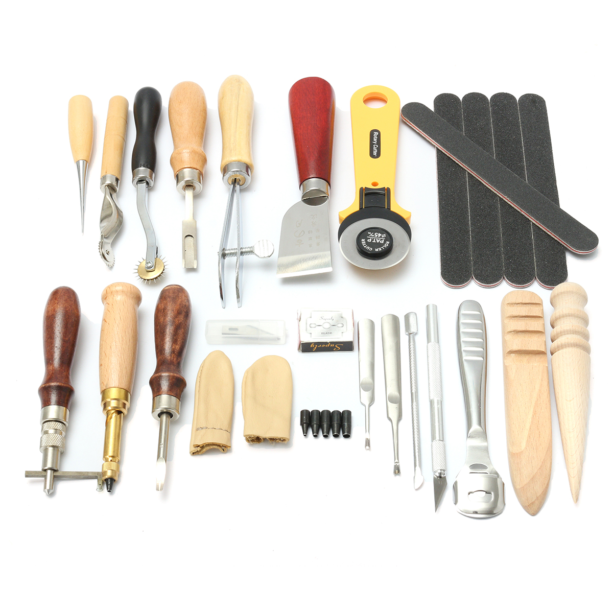 

24pcs Leather Craft Punch Tools Kit Hand Sewing Stitching Carving Work Saddle Groover