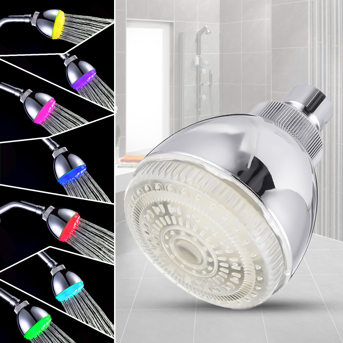 

7 цветов Автоматическая смена раунд спрей LED насадка для душа Ванная комната