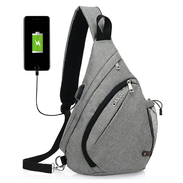 

Men Outdoor Sport Bag Swagger Bag Casual Sling Bag with USB Charging Port for Leisure
