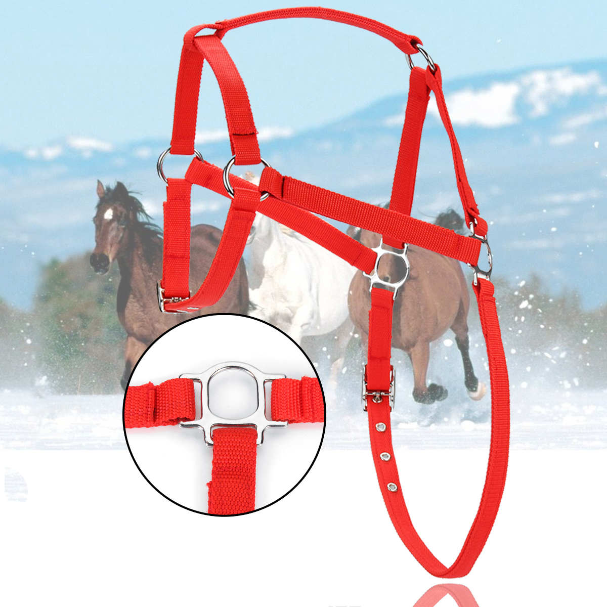 

Nylon Лошадь Harness Halter красный Horsing Riding Регулируемая для Pony Spors Конные принадлежности