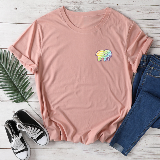 

Женская хлопковая футболка с коротким рукавом Cute Elephant