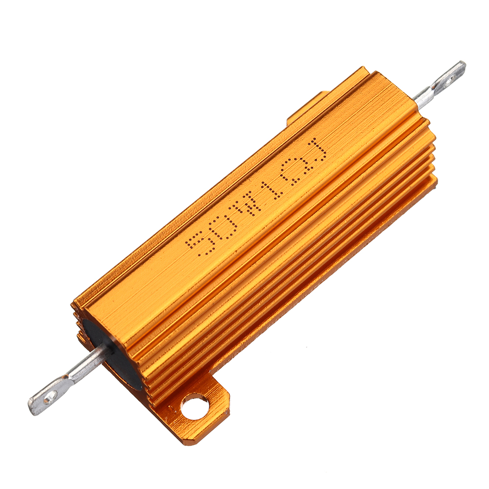

RX24 50W 1R 1RJ Metal Aluminum Case High Power Resistor Golden Metal Shell Case Heatsink Resistance Resistor
