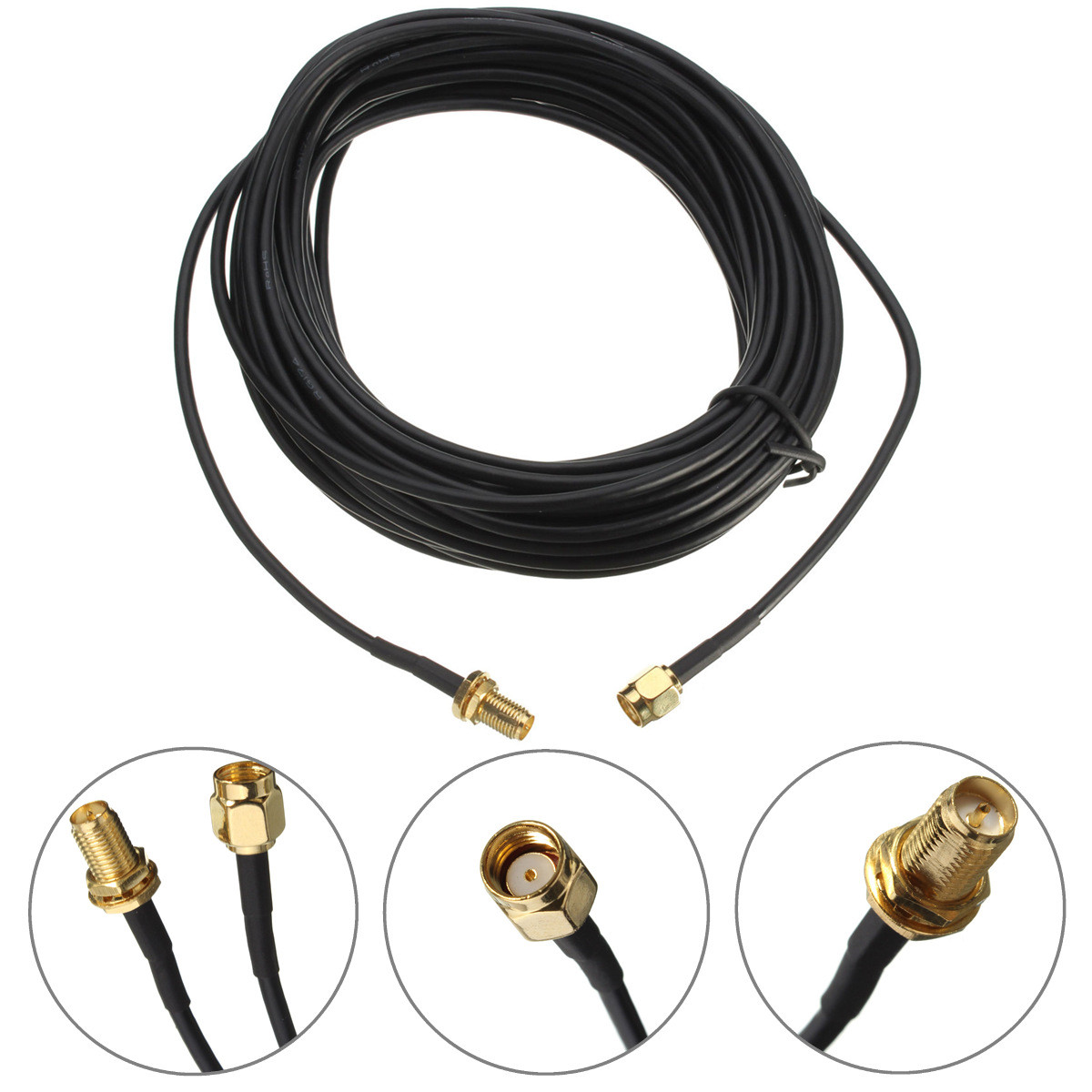 

RG174 1M/5M RP-SMA Male to Female Wifi Antenna Extension Cable for Wireless Network Card Router AP