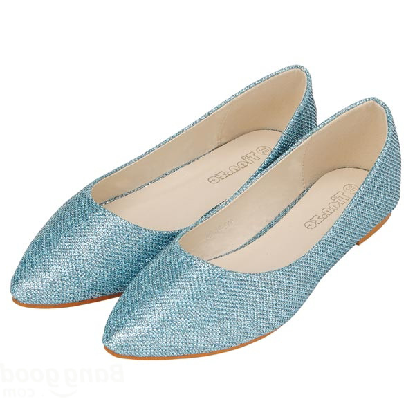 

Glitter Pointed Toe Pure Color Flat Shoes
