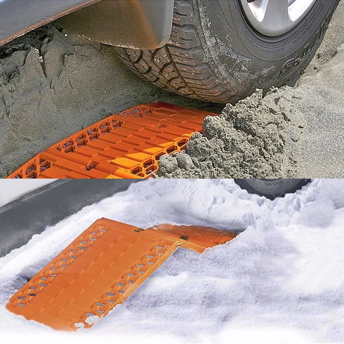

Rubber Car Snow Tires Grip Tracks Foldable Skid Plate Chain Universal Orange