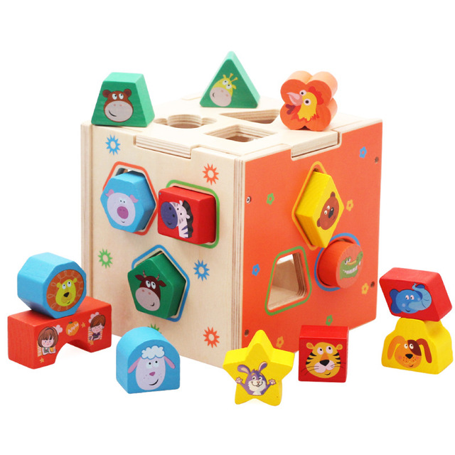 

Children's Educational Early Education Geometric Shape Wooden Paired Building Blocks Vibrating Toy Intelligence Box Kids Toys