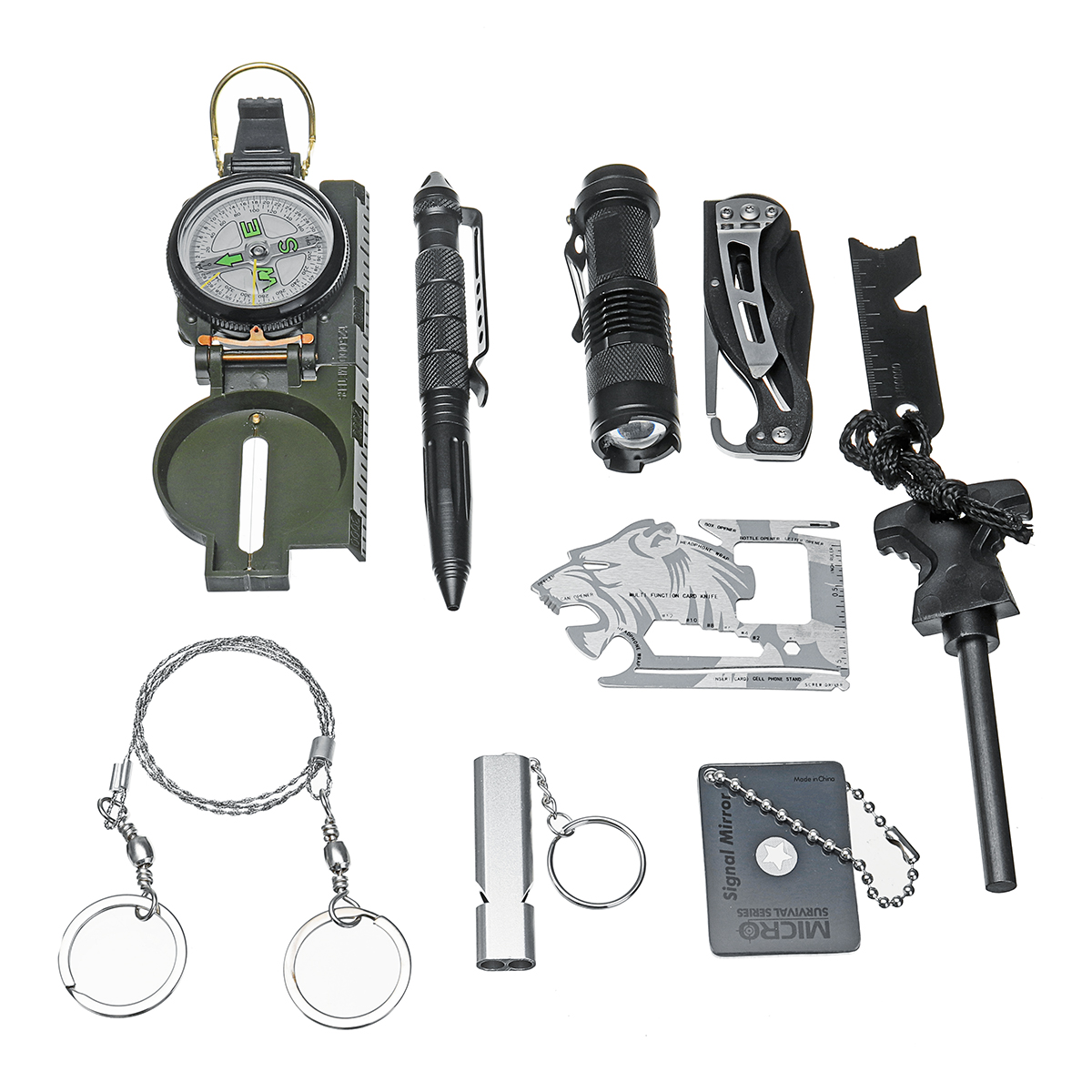

10 в 1 комплектах для выживания SOS Emergency Survival Набор Kit Emergency SOS Survive Инструмент