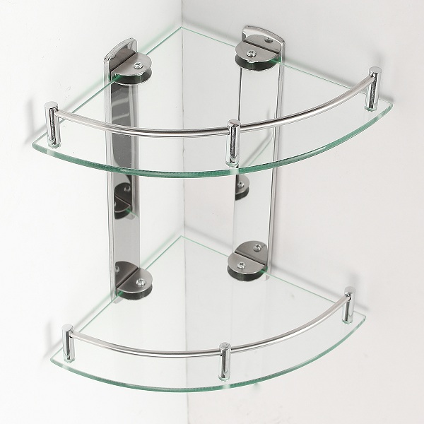 

2 слоя стекла Ванная комната Угловая настенная полка для хранения Большая емкость Органайзер Корзины для хранения