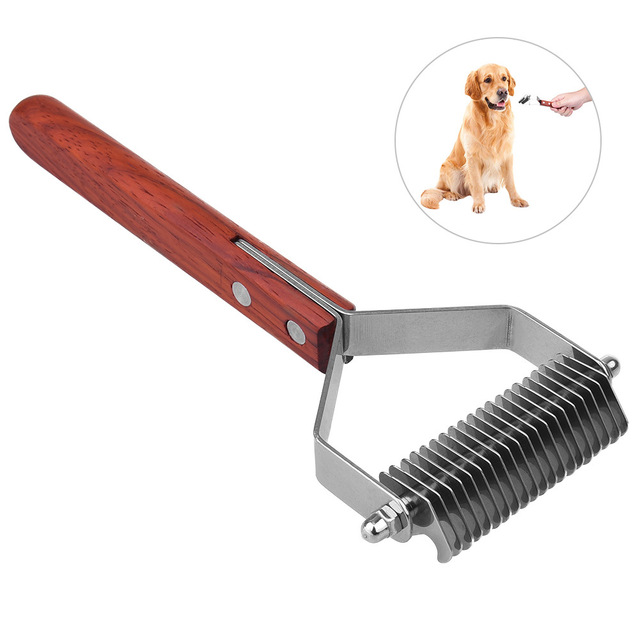

Противоскользящая деревянная ручка для ухода за домашними животными Щетка Многофункциональная гребень для демпфирования Pet Steel Rake Щетка