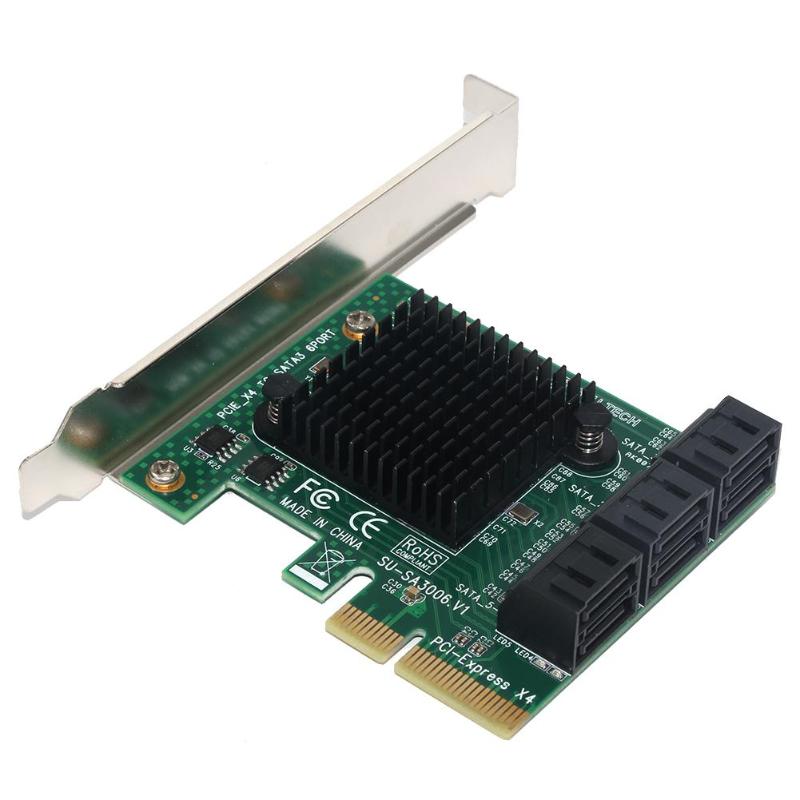 

SSU SA3006 PCI-E на 6-портовый SATA 3.0 Плата адаптера платы расширения платы контроллера с платой расширения радиатора