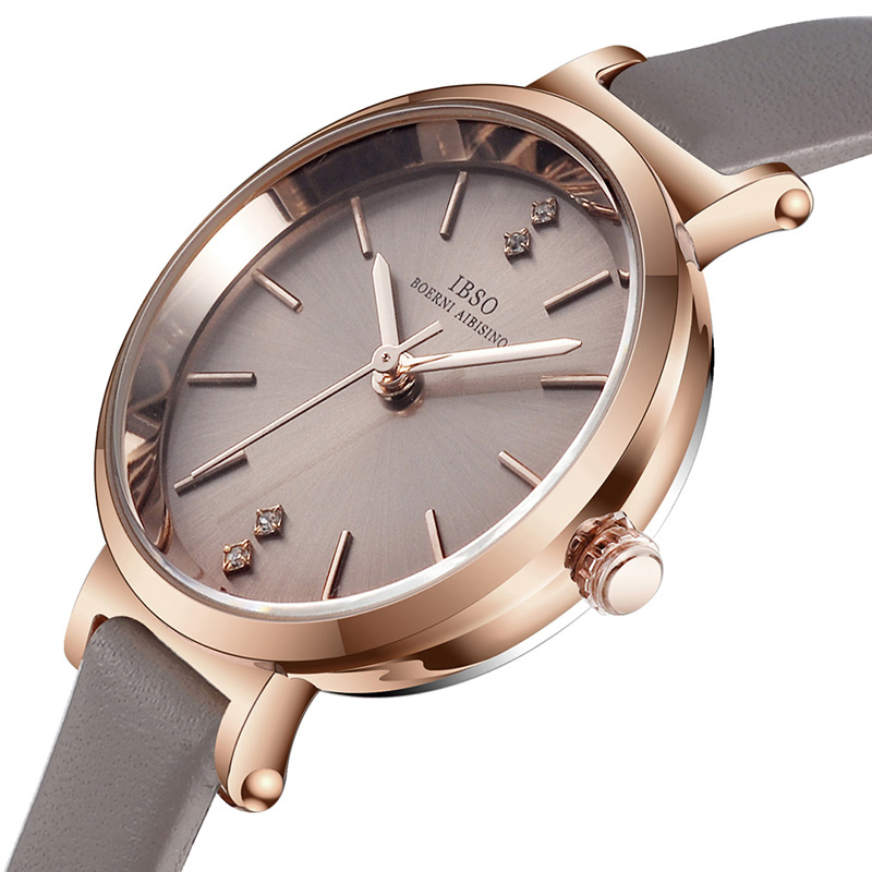 

IBSO S8688L Ультра тонкие женские наручные часы Crystal Elegant Дизайн Кожаный ремешок Кварцевые часы