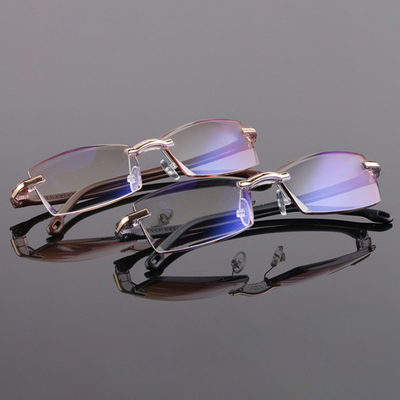 

Unisex New Frameless Resin Anti-blue Reading Glasses Diamond Trimming Anti-blue Light Glasses