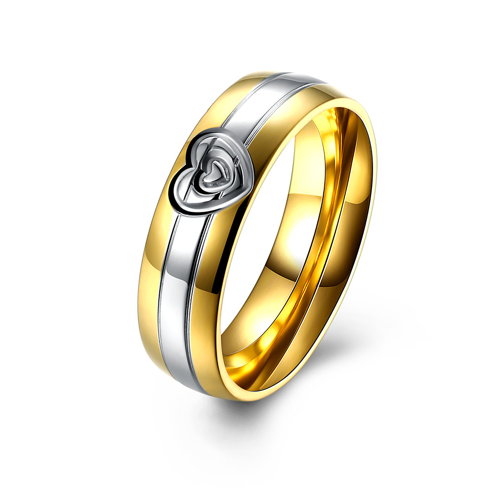 

Сердце золото кристалл нержавеющая сталь палец кольцо Женское мужские украшения для Свадебное дата подарок