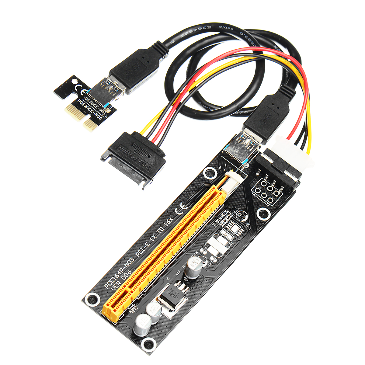

VER006 BTC ETH Pcie PCI-E 1x 16x Extender Riser Card Адаптер расширения USB 3.0 Mining Cable