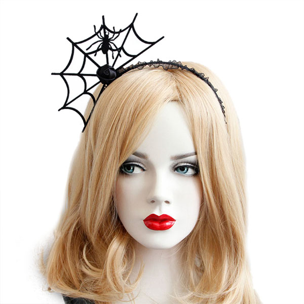 

Halloween Party Spider Web Headbrands Toys Gothic Punk Girl Tiara Fashion Lace Волосы Украшения