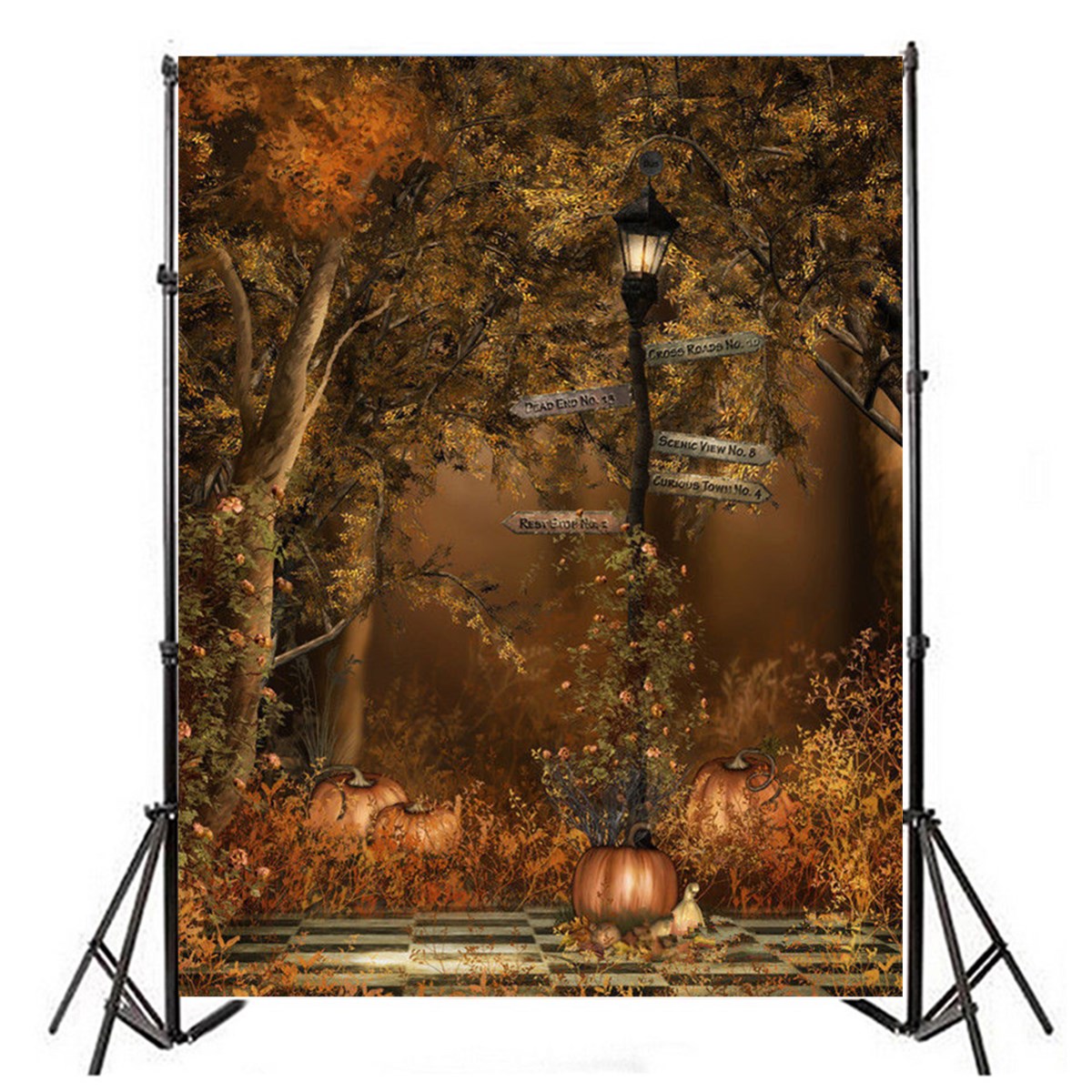 

5x7FT Dusk Street Lamp Halloween Theme Photography Backdrop Studio Prop Background