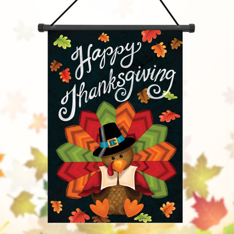 

30x45cm Thanksgiving Polyester Turkey Welcome Flag Garden Holiday Decoration