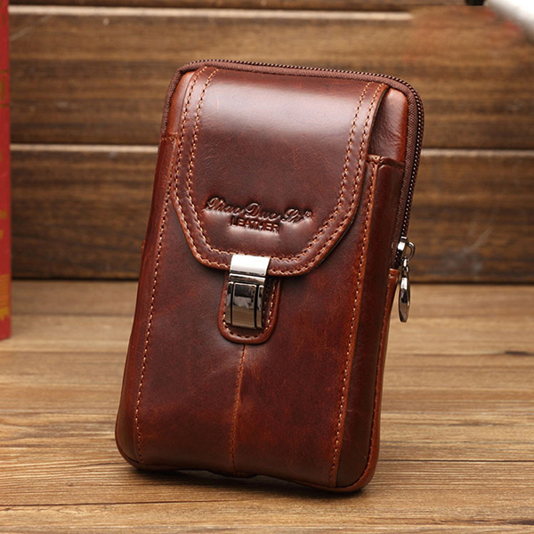 

Men Business Waist Bag Genuine Leather Casual 5.2/5.7/6 Inches Phone Bag Shoulder Crossbody Bag
