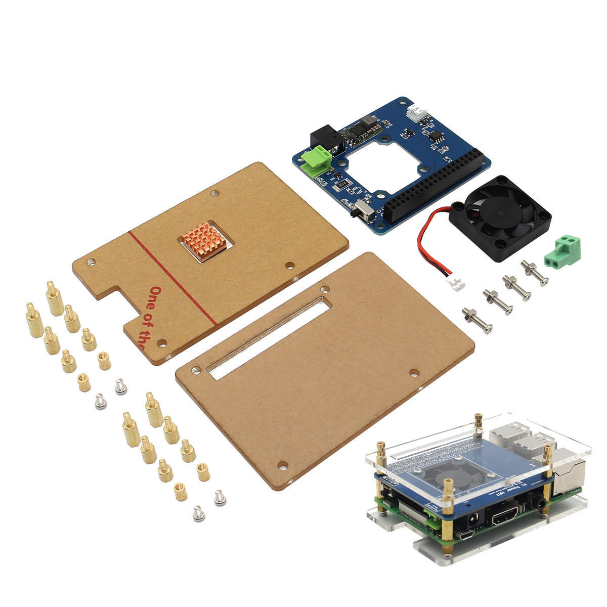 

Geekworm Programmable Smart Temperature Control Fan And Power Expansion Board + Acrylic Case + Copper Heat Sink Kit For Raspberry Pi 3 / 2B / B+