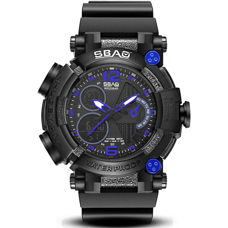 

SBAO S-8019-2 Dual Дисплей Цифровые часы светящиеся Дисплей Alarm Calendar Секундомер Спортивные часы