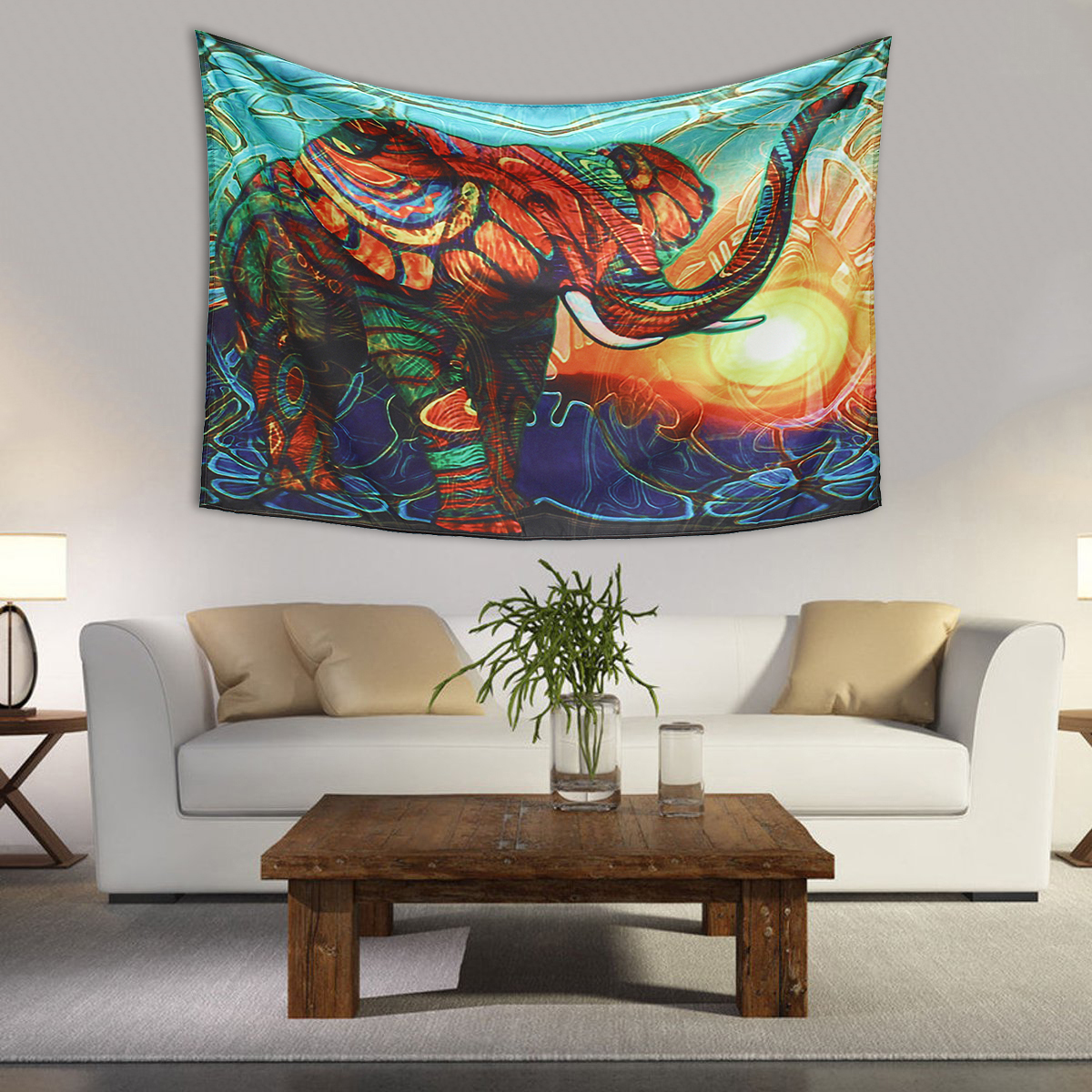 

Mandala Elephant Tapestry 3D Digital Art Bedspread Dorm Wall Hanging Decorative