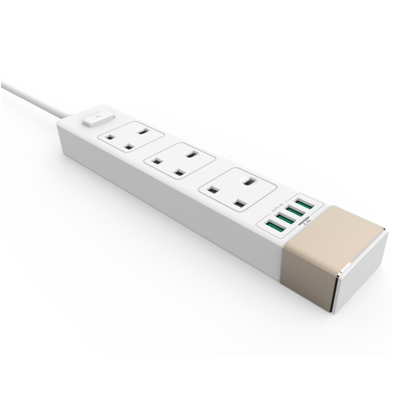 

LDNIO 2.4A Non Slip MATS 3 Power Socket 4 USB Port 5.24ft/1.6m UK Plug Charging Socket
