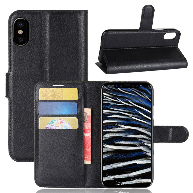 

Litchi Texture Card Slot Bracket Flip Leather Чехол Для iPhone X