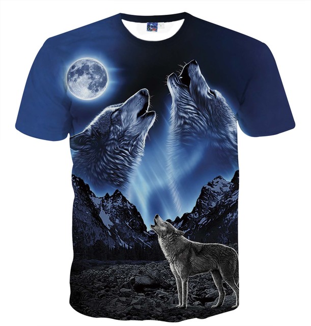 

Мужская футболка с короткими рукавами Season New Print Wolf Head Round Шея Европейский И Американский Стиль Большой Размер Повседневная Рубашка
