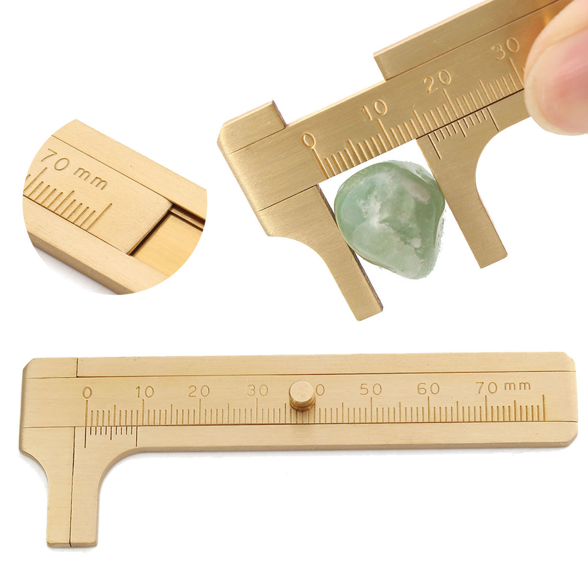 

70mm Mini Brass Sliding Gauge Vernier Bead Wire Jewelry Measuring Pocket Caliper