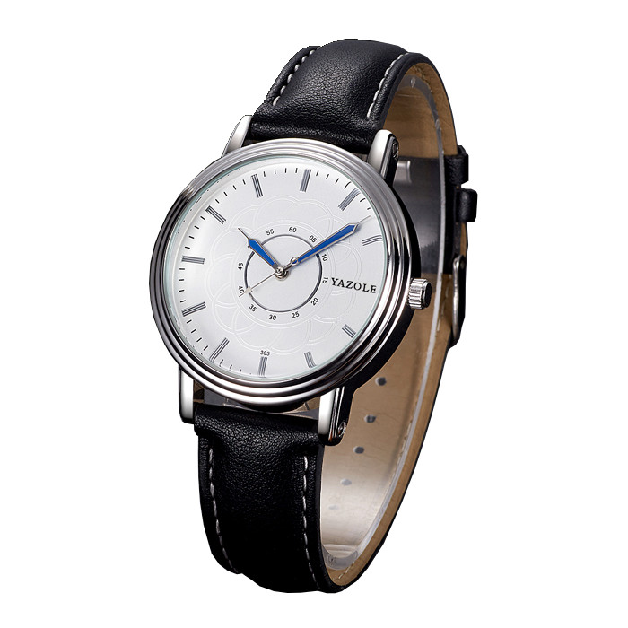 

YAZOLE 305 Мода мужчин Кварцевые часы случайные аналоговые кожаный ремешок наручные часы