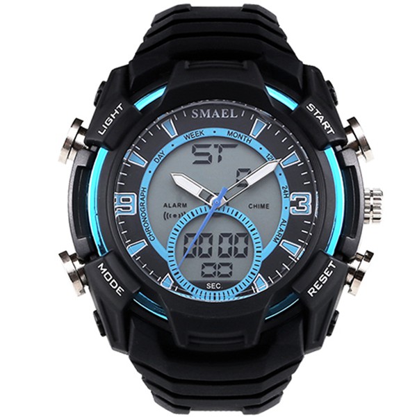 

SMAEL 1349 Секундомер Мужские спортивные часы Водонепроницаемы Двойной Дисплей Цифровые наручные часы