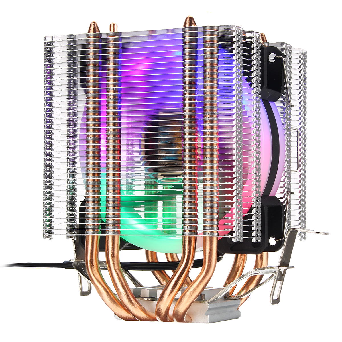 

Aurora Colorful Backlit 3 Pin Single Fan 4 Copper Tube Dual Tower CPU Cooling Fan Cooler Heatsink for Intel AMD