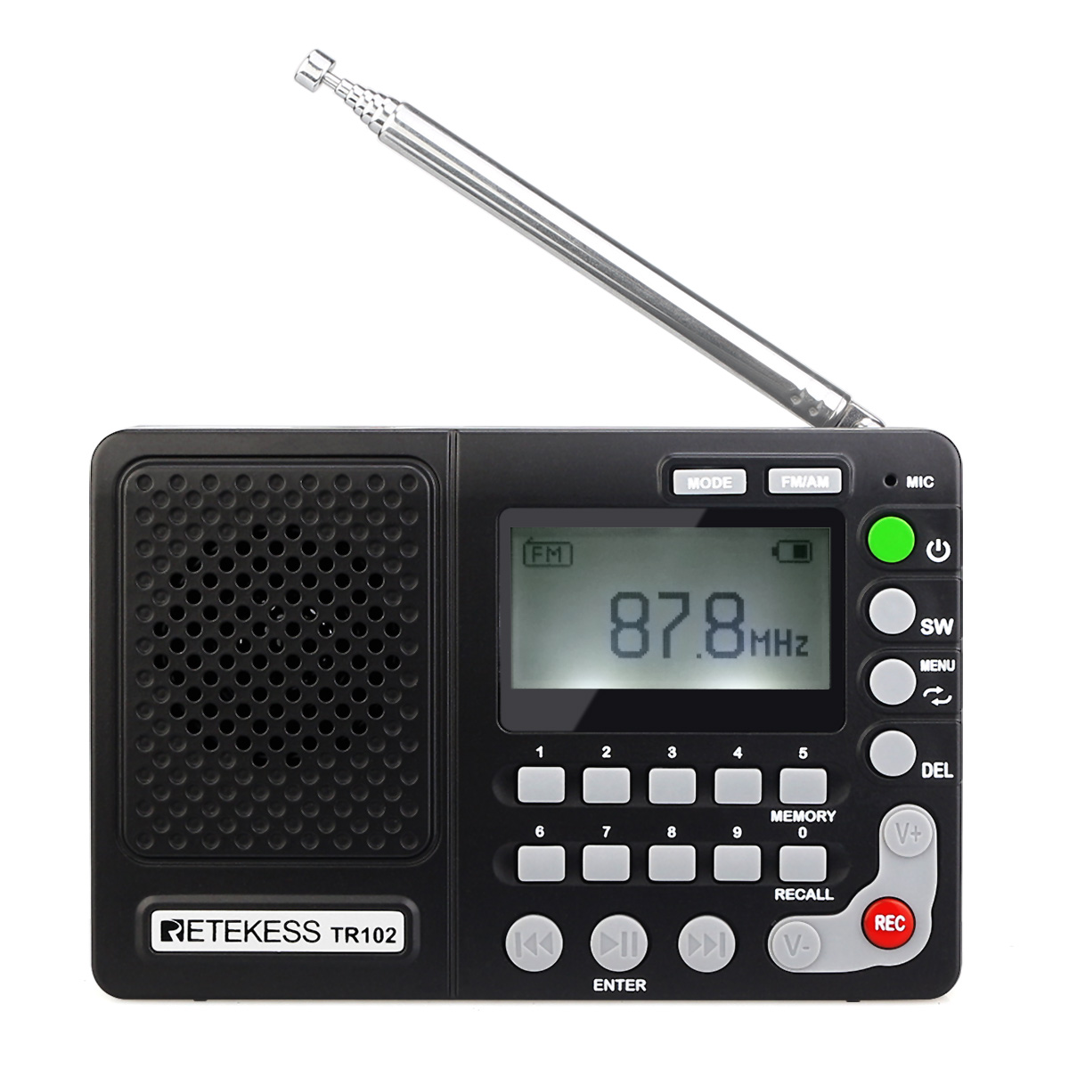 

Retekess TR102 FM AM SW Radio World Band Receiver MP3 Player REC Recorder