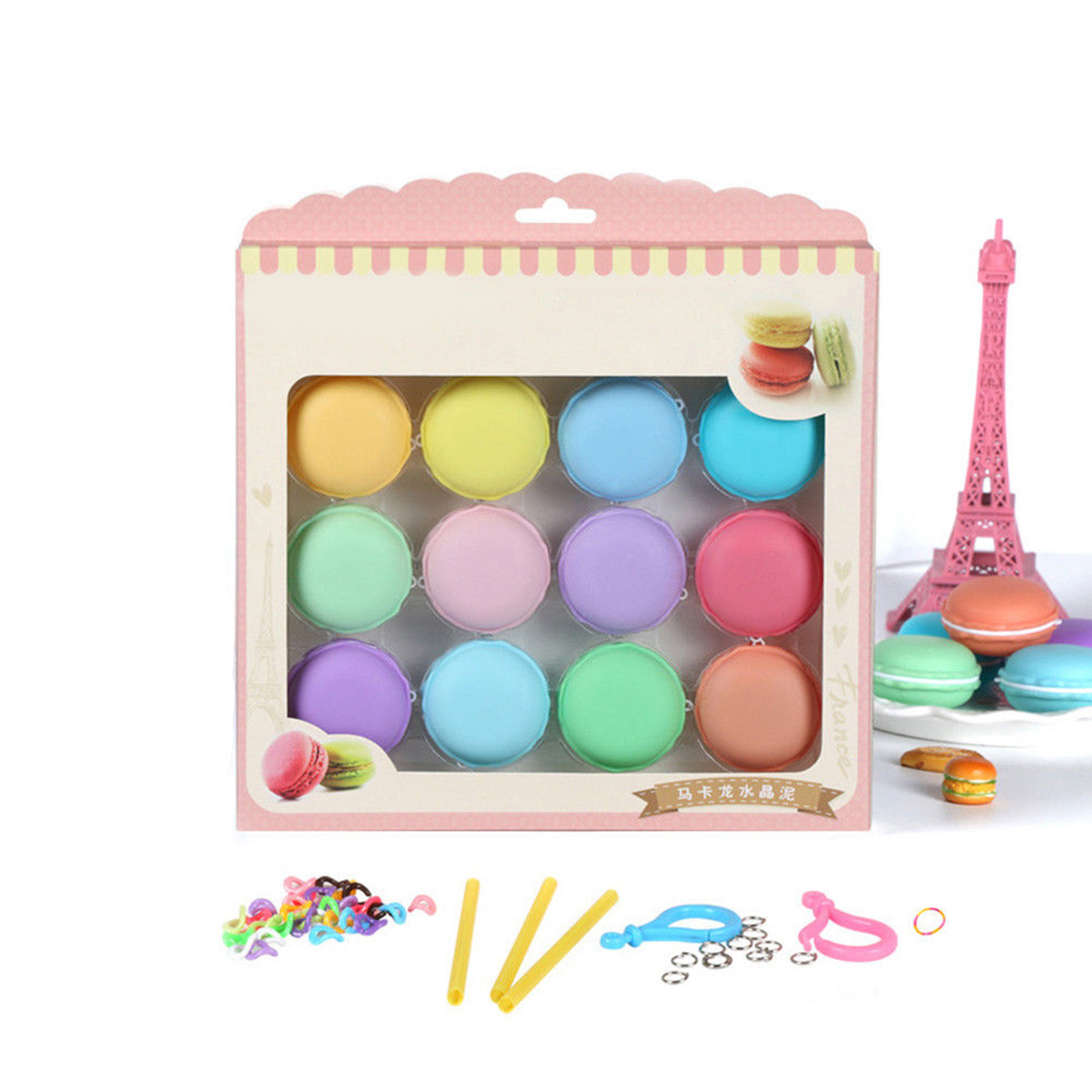 

12pcs Macaron Crystal Slime Пушистый DIY Squishy Bubbles Anti-stress Kids Toy
